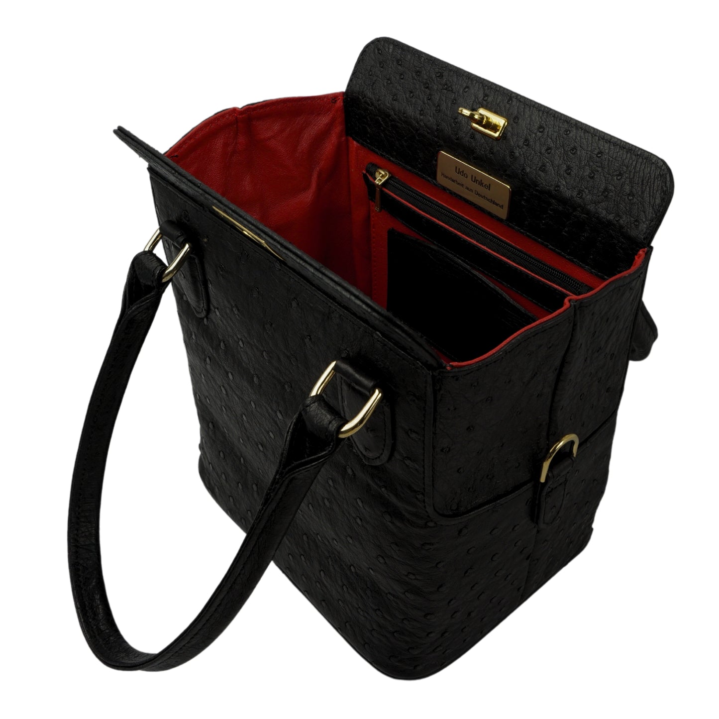 Handtasche "Die Stilvolle" in Schwarz mit goldfarbenen Details in M