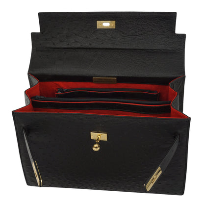 Handbag "The Classic" in black with gold-colored details in XL