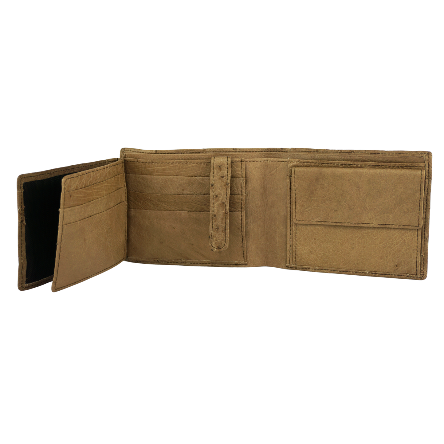 Straußenleder Portemonnaie in Beige, groß