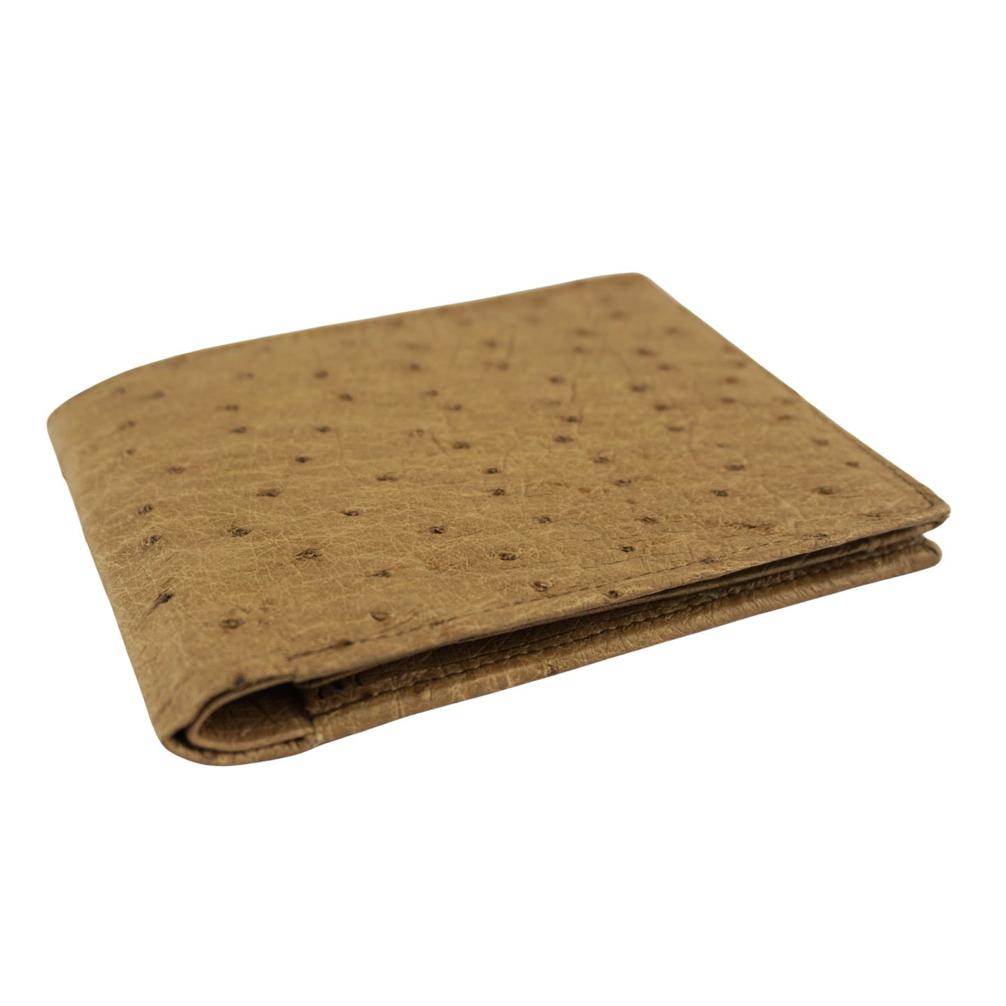 Straußenleder Portemonnaie in Beige, groß