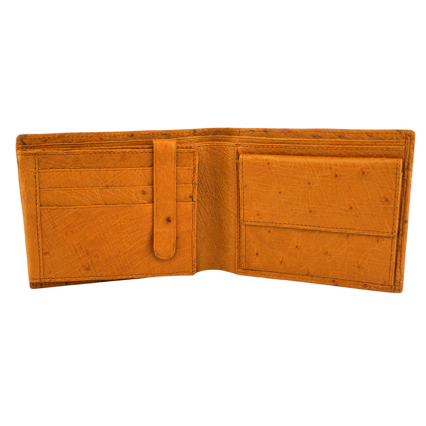 Straußenleder Portemonnaie in Orange, groß