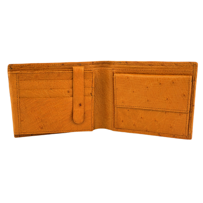 Straußenleder Portemonnaie in Orange, groß