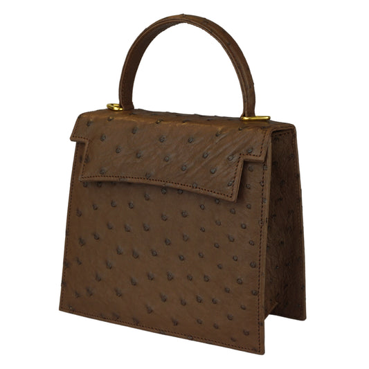 Henkeltasche "Die Feine" in Braun mit goldfarbenen Details