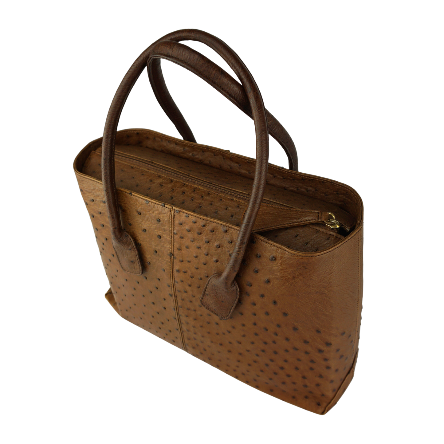 Straußenleder Handtasche groß in Braun