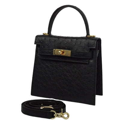 Handbag "The Classic" in black with gold-colored details in S