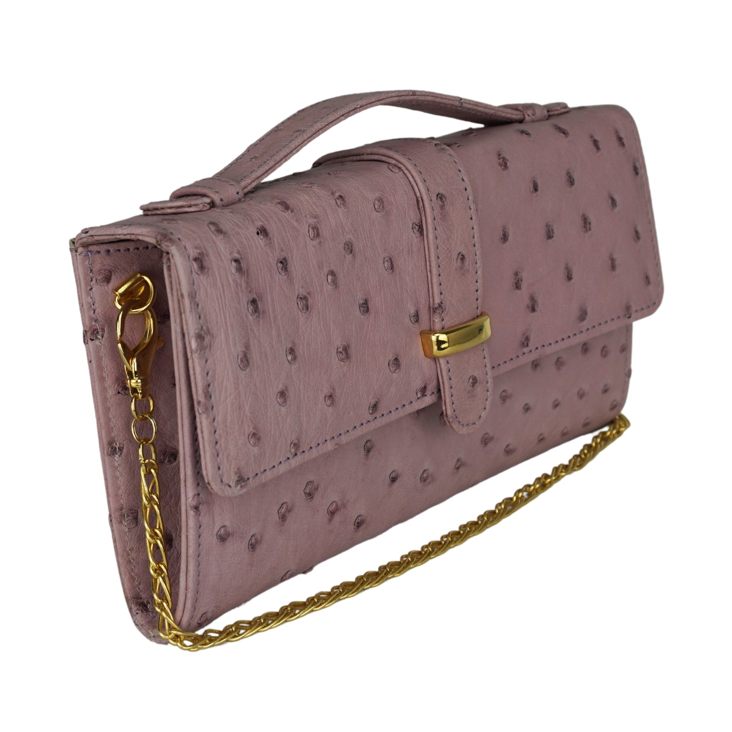 Handtasche "Die Clutch" in Rosa mit goldfarbenen Details & Schulterriemen