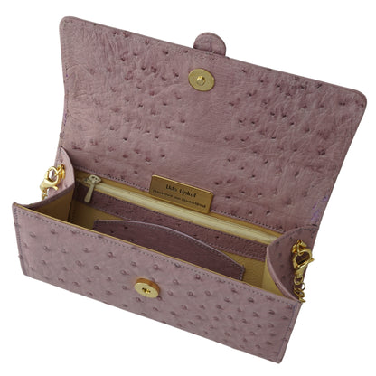 Handtasche "Die Clutch" in Rosa mit goldfarbenen Details & Schulterriemen