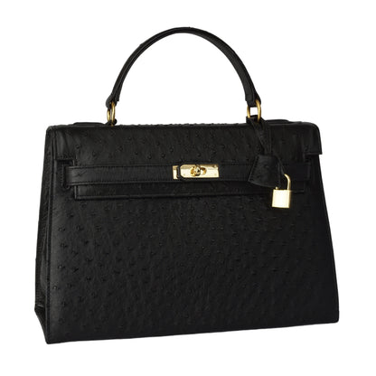 Handbag "The Classic" in black with gold-colored details in XL