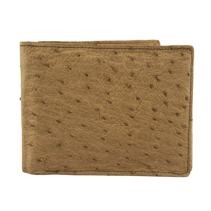 Straußenleder Portemonnaie in Beige, groß