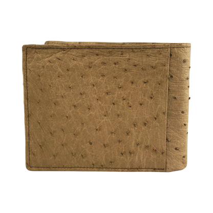 Straußenleder Portemonnaie in Beige, groß