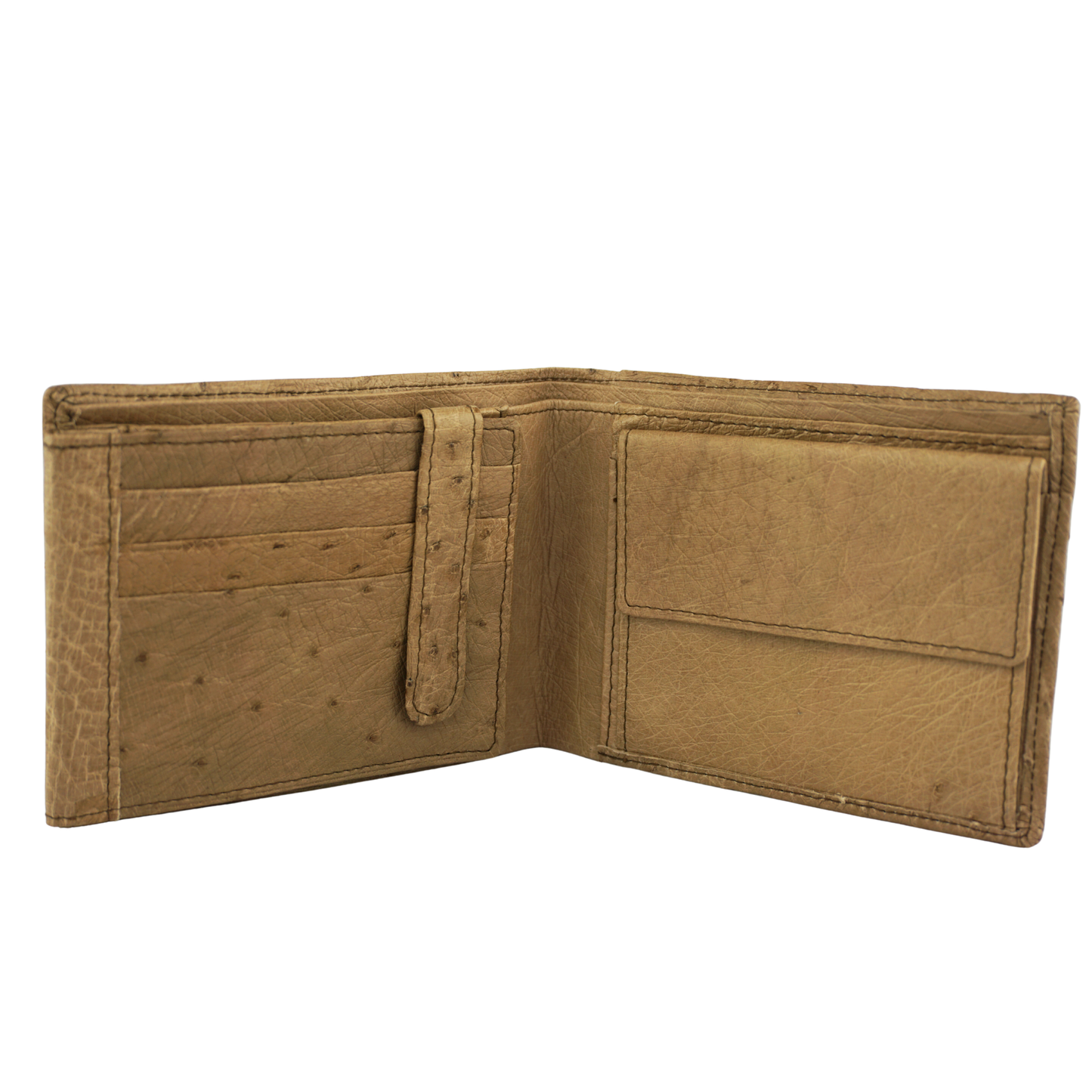 Straußenleder Portemonnaie in Beige, groß